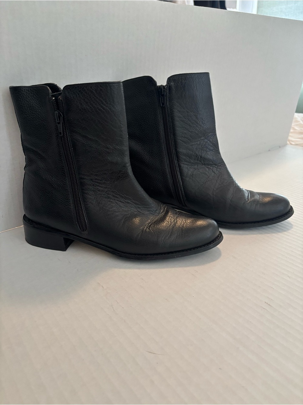 Classic Black Leather Side-Zip Ankle Boots